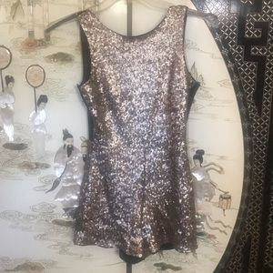 Gold sequin romper nwot